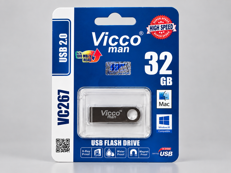 فلش 32 گیگ ویکومن Vicco Man مدل VC267 USB2.0 + گارانتی مادام العمر